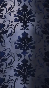 Softly lit damask wallpaper with deep midnight blue flourishes.