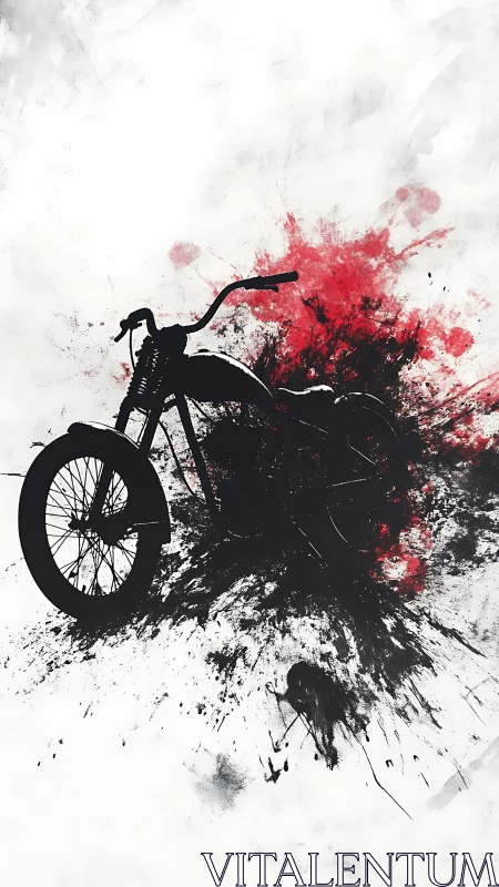 Midnight motorcycle silhouette splashed in wild color.