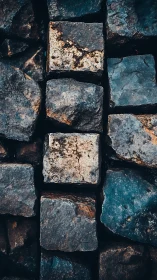 Stoic stone squares whisper in teal and ember tones.