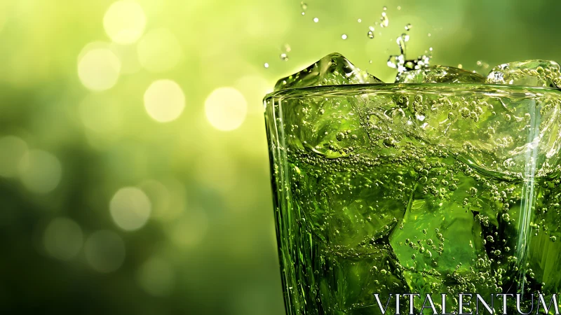 Sparkling Verdant Splash: Liquid Vitality Captured in Motion.