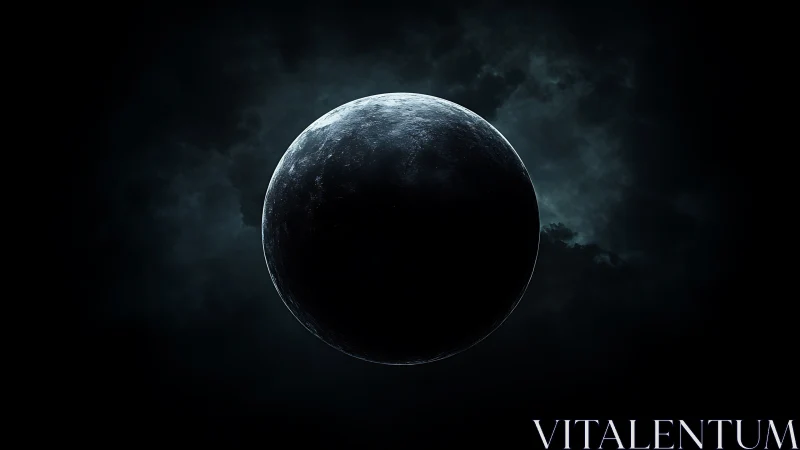 Midnight moon glows gently against a brooding cosmic sky