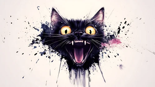 Wild splash of black cat energy bursting to life.