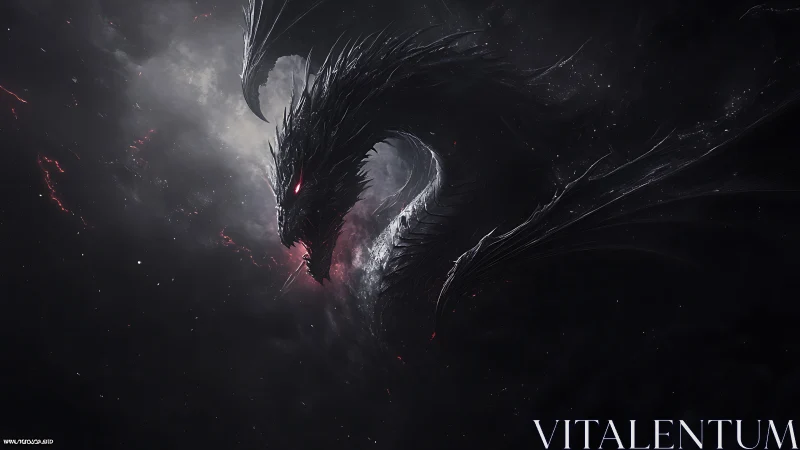 Nocturnal void dragon rendered in high-contrast digital painting.