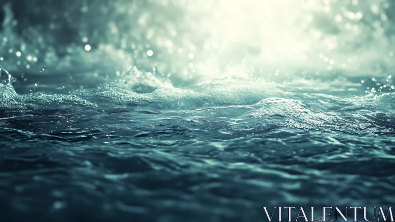 Surface waves roll across teal water under bright backlight.