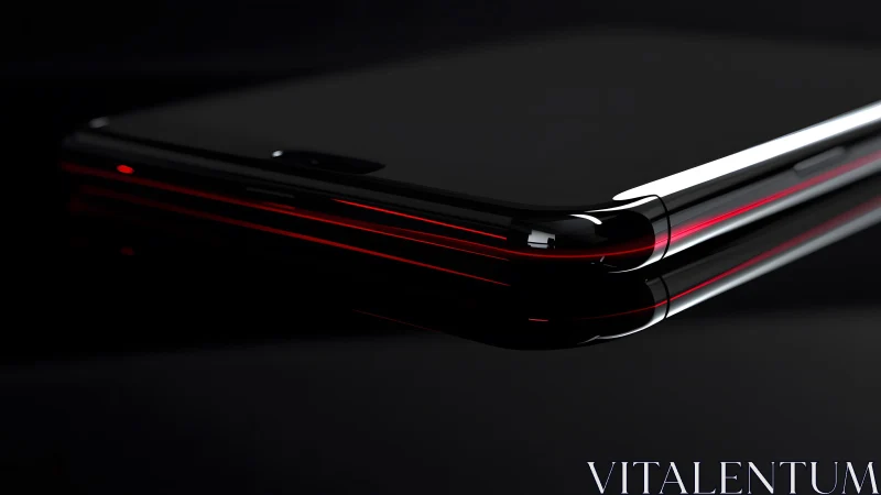 Sleek modern smartphone close-up with red accent lighting, minimal style. Sleek modern smartphone close-up with red accent lighting, minimal style.