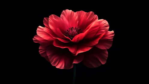 Vibrant Red Bloom Against Dark Background
