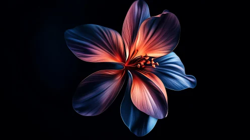 Luminous Digital Flower Blooming in Vibrant Neon Colors