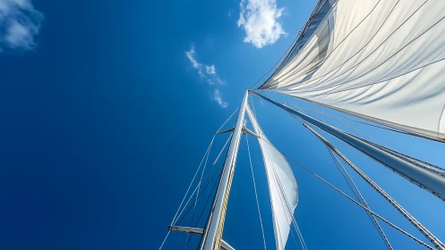 Sails stretch like silver wings carving bright summer sky