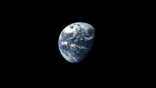 Planet Earth floats isolated in deep black space void