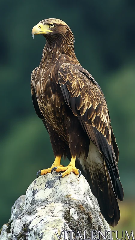 Raptor portrait captures detailed plumage on alpine outcrop