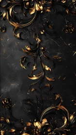 Golden baroque flourishes curl gently over deep charcoal stone