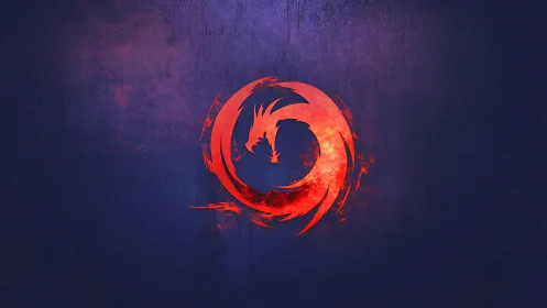 Fiery dragon insignia coiled in molten circular blaze.