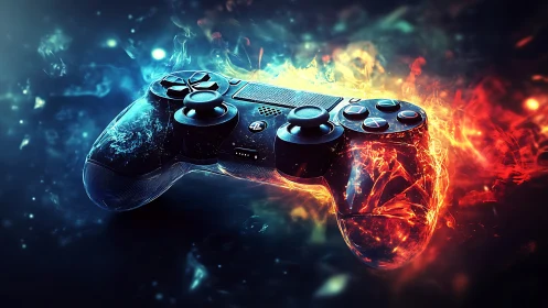 Game controller rendered within contrasting elemental energy fields