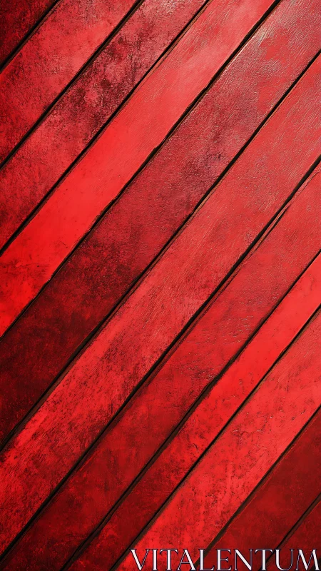 Oblique red timber planks with textured pigment stratification.