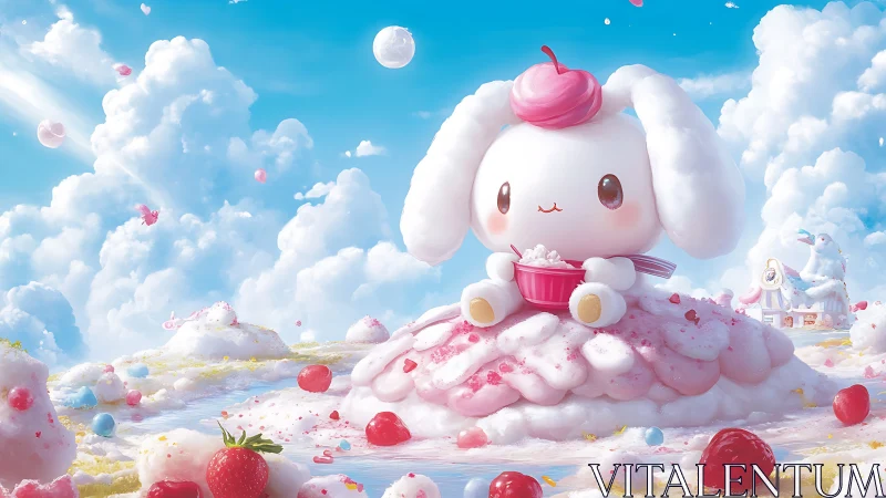 Cute Rabbit Character in Candy Cloud World