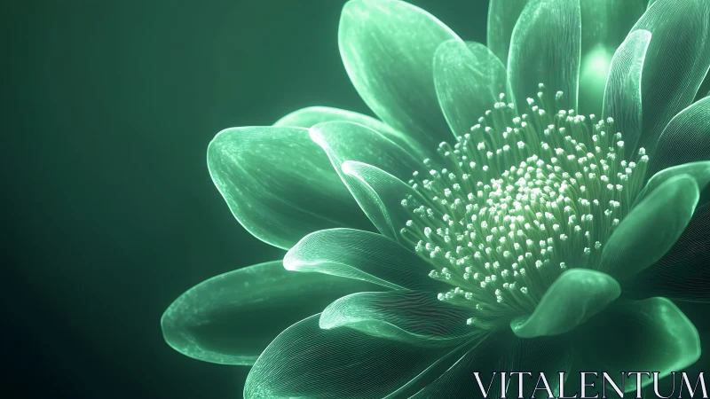 Luminescent Green Flower with Delicate Stamens.