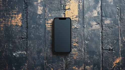 Smartphone Centered on Weathered Industrial Wooden Surface