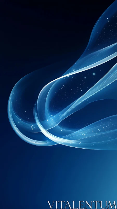 Gentle blue light ribbons swirling through a starry night.