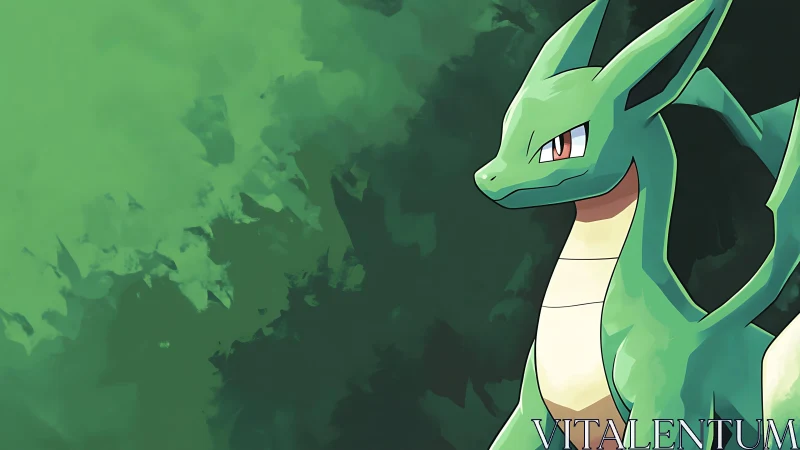 Emerald forest guardian lizard poised in painterly haze.