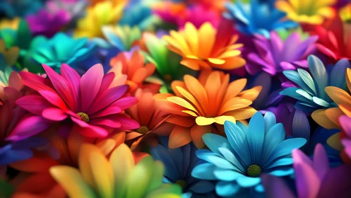 Vibrant Gerbera Daisy Garden in Prismatic Color Spectrum.