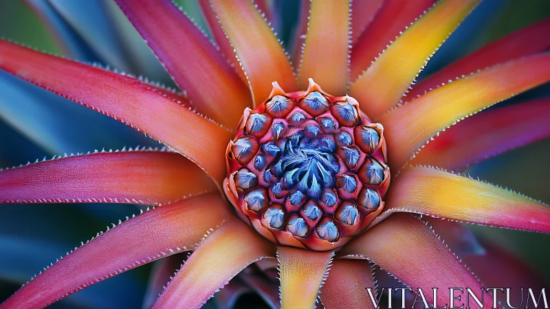 Radiant pineapple flower glows with vivid tropical colors.