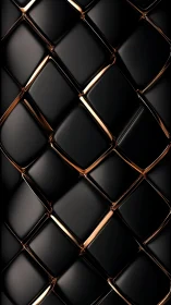 Interlocking black panels form a glossy metallic lattice surface