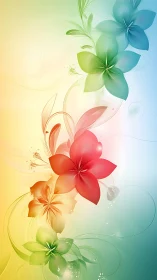 Soft-focus floral gradient composition featuring layered translucent petals across warm-cool chromat