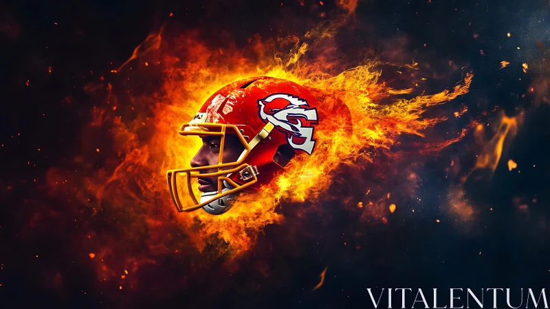 Incandescent Football Helmet in Pyrolytic Combustion Field.