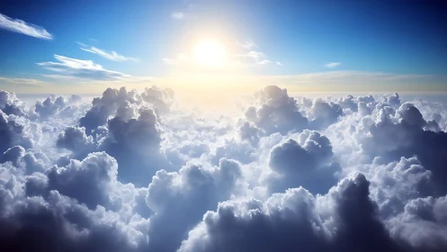 Backlit cumulus cloudscape captures high-altitude solar radiance