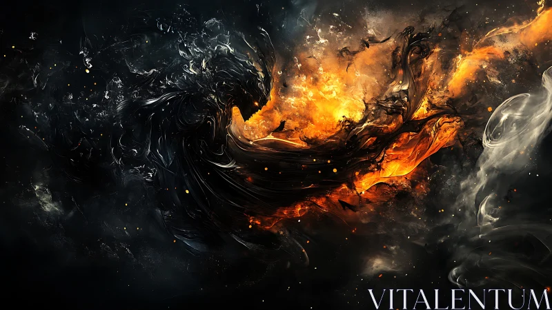 Fire and Darkness Collision: Abstract Energy Explosion.
