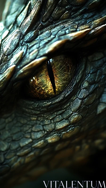 Dragon eye glows with molten gold intensity in close focus