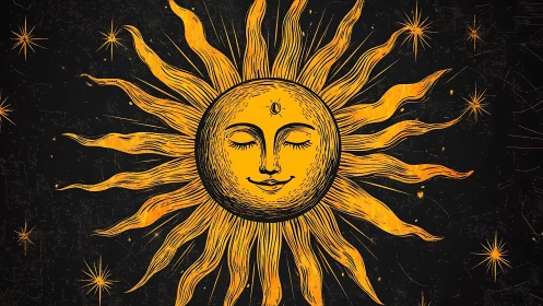Smiling alchemist sun quietly conducts a midnight glow orchestra