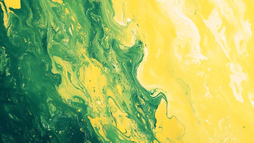 Chroma-fluid turbulence in yellow and green pigment flow.