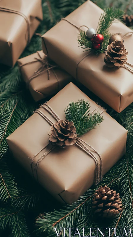 Kraft-wrapped secrets rest softly in a forest of pine