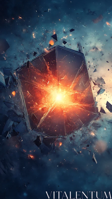 3D cosmic detonation around fractured hexagonal core.