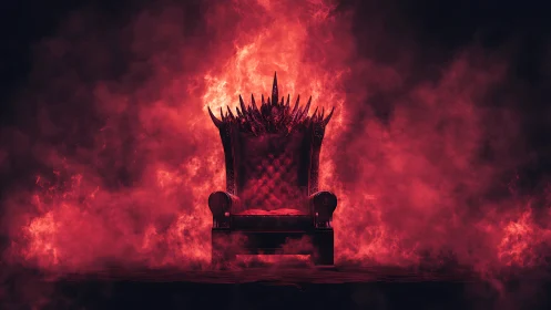 Iron Throne Engulfed in Flames Against Darkness