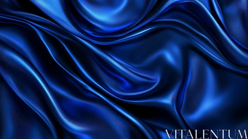 Folded deep blue satin fabric with reflective highlights.