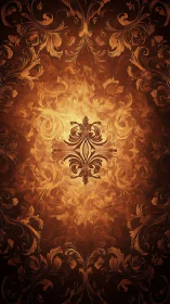 Baroque floral damask pattern with glowing copper center.