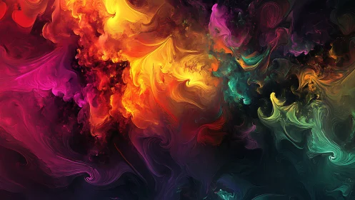 Vibrant cosmic nebula swirls ignite a dark abstract void