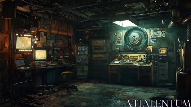 Hidden bunker control room glows with quiet, aging tech