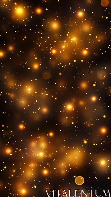 Golden fireflies drift through velvet cosmic nightfall