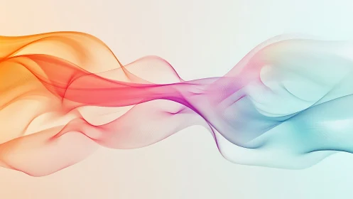 Colorful flowing gradient waves on soft light background.