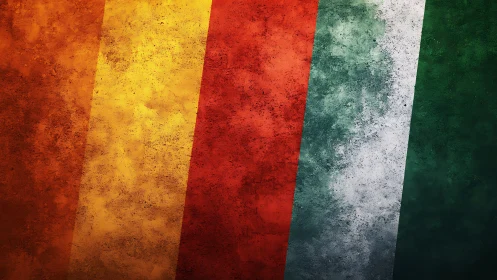 Textured multicolor vertical bands with grunge overlay finish.