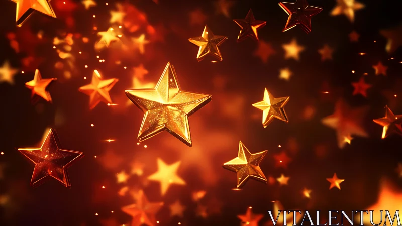 Glowing golden stars float in a warm festive night sky