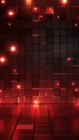 Glowing red grid wall creates a futuristic digital stage backdrop
