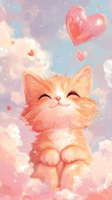 Anthropomorphic Felid With Cardiac Symbolism In Celestial Environment.