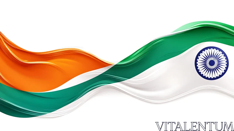 Indian flag tricolor in flowing abstract ribbon design.