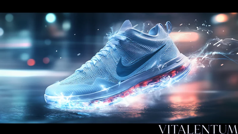 Electric blue running shoe glows with fast urban energy