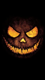 Glowing jack o lantern grin bringing playful Halloween chills.