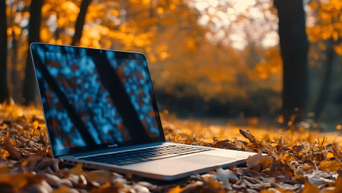 Golden forest workspace invites quiet focus and gentle escape